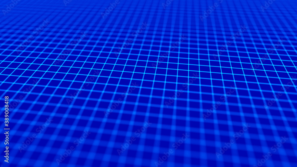 Aufkleber abstract perspective grid. digital background in retro style. wireframe landscape on blue background