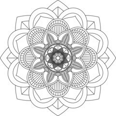Easy Mandala coloring book simple and basic for beginners, seniors and children. Set of Mehndi flower pattern for Henna drawing and tattoo. Decoration in ethnic oriental, Indian style.