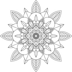 Easy Mandala coloring book simple and basic for beginners, seniors and children. Set of Mehndi flower pattern for Henna drawing and tattoo. Decoration in ethnic oriental, Indian style.