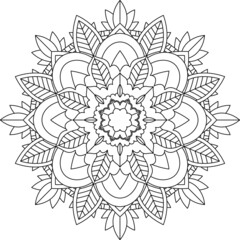 Easy Mandala coloring book simple and basic for beginners, seniors and children. Set of Mehndi flower pattern for Henna drawing and tattoo. Decoration in ethnic oriental, Indian style.