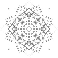 Fototapeta premium Easy Mandala coloring book simple and basic for beginners, seniors and children. Set of Mehndi flower pattern for Henna drawing and tattoo. Decoration in ethnic oriental, Indian style.