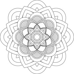 Easy Mandala coloring book simple and basic for beginners, seniors and children. Set of Mehndi flower pattern for Henna drawing and tattoo. Decoration in ethnic oriental, Indian style.