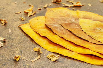 High quality rough dry tobacco leaves are ready to be made cigarettes