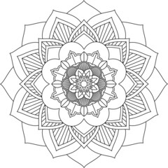 Easy Mandala coloring book simple and basic for beginners, seniors and children. Set of Mehndi flower pattern for Henna drawing and tattoo. Decoration in ethnic oriental, Indian style.