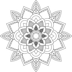 Easy Mandala coloring book simple and basic for beginners, seniors and children. Set of Mehndi flower pattern for Henna drawing and tattoo. Decoration in ethnic oriental, Indian style.