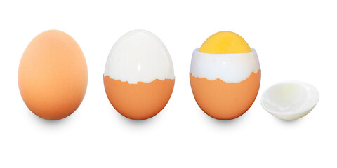 Boiled egg isolated on white background cutout, With clipping path