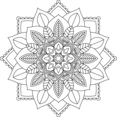 Easy Mandala coloring book simple and basic for beginners, seniors and children. Set of Mehndi flower pattern for Henna drawing and tattoo. Decoration in ethnic oriental, Indian style.