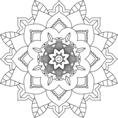 Easy Mandala coloring book simple and basic for beginners, seniors and children. Set of Mehndi flower pattern for Henna drawing and tattoo. Decoration in ethnic oriental, Indian style.