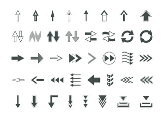 Collection of geometric arrows and other symbols. For design, advertising banner, presentations. 10 eps design.