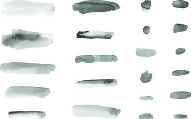 Set of hand drawn watercolor brushes. Collection of painted brushes for design, advertising, banner, illustrations etc. 10 eps design.