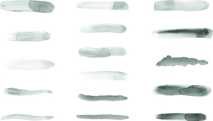 Set of hand drawn watercolor brushes. Collection of painted brushes for design, advertising, banner, illustrations etc. 10 eps design.