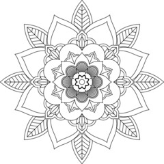 Easy Mandala coloring book simple and basic for beginners, seniors and children. Set of Mehndi flower pattern for Henna drawing and tattoo. Decoration in ethnic oriental, Indian style.