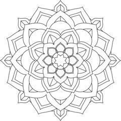 Easy Mandala coloring book simple and basic for beginners, seniors and children. Set of Mehndi flower pattern for Henna drawing and tattoo. Decoration in ethnic oriental, Indian style.