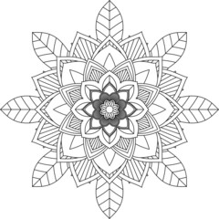 Easy Mandala coloring book simple and basic for beginners, seniors and children. Set of Mehndi flower pattern for Henna drawing and tattoo. Decoration in ethnic oriental, Indian style.