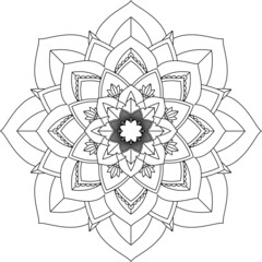 Fototapeta premium Easy Mandala coloring book simple and basic for beginners, seniors and children. Set of Mehndi flower pattern for Henna drawing and tattoo. Decoration in ethnic oriental, Indian style.