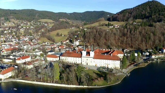 Aerial View Of Tegernsee Abbey, Tegernsee, Bavaria, Germany