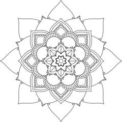 Easy Mandala coloring book simple and basic for beginners, seniors and children. Set of Mehndi flower pattern for Henna drawing and tattoo. Decoration in ethnic oriental, Indian style.