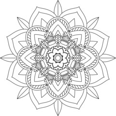 Easy Mandala coloring book simple and basic for beginners, seniors and children. Set of Mehndi flower pattern for Henna drawing and tattoo. Decoration in ethnic oriental, Indian style.