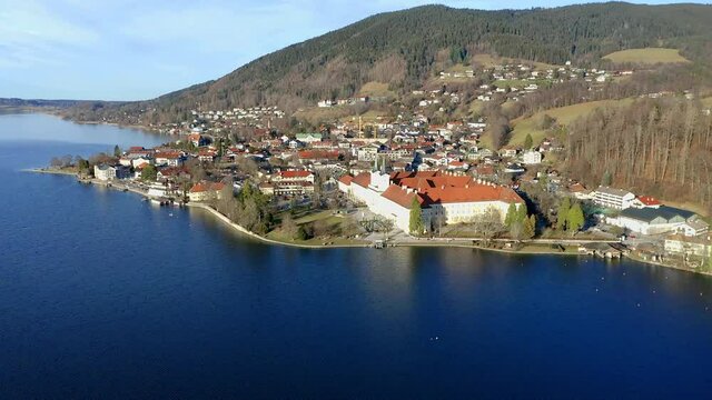 Aerial View Of Tegernsee Abbey, Tegernsee, Bavaria, Germany