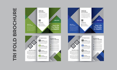 Medical tri-fold brochure Design template Abstract background. Creative concept
