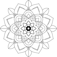 Easy Mandala coloring book simple and basic for beginners, seniors and children. Set of Mehndi flower pattern for Henna drawing and tattoo. Decoration in ethnic oriental, Indian style.