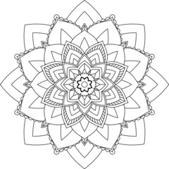 Easy Mandala coloring book simple and basic for beginners, seniors and children. Set of Mehndi flower pattern for Henna drawing and tattoo. Decoration in ethnic oriental, Indian style.