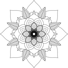 Easy Mandala coloring book simple and basic for beginners, seniors and children. Set of Mehndi flower pattern for Henna drawing and tattoo. Decoration in ethnic oriental, Indian style.