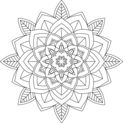 Easy Mandala coloring book simple and basic for beginners, seniors and children. Set of Mehndi flower pattern for Henna drawing and tattoo. Decoration in ethnic oriental, Indian style.