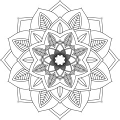 Easy Mandala coloring book simple and basic for beginners, seniors and children. Set of Mehndi flower pattern for Henna drawing and tattoo. Decoration in ethnic oriental, Indian style.