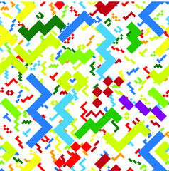 Hipster fashion .Trendy seamless pattern in Memphis style and with different shapes i. Jumble design . Repeating zigzag smooth lines vector background . Cool geometric texture .