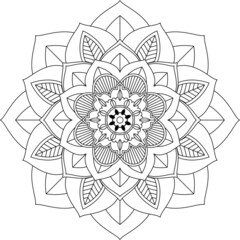 Easy Mandala coloring book simple and basic for beginners, seniors and children. Set of Mehndi flower pattern for Henna drawing and tattoo. Decoration in ethnic oriental, Indian style.