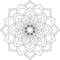 Easy Mandala coloring book simple and basic for beginners, seniors and children. Set of Mehndi flower pattern for Henna drawing and tattoo. Decoration in ethnic oriental, Indian style.