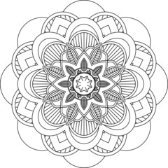 Fototapeta premium Easy Mandala coloring book simple and basic for beginners, seniors and children. Set of Mehndi flower pattern for Henna drawing and tattoo. Decoration in ethnic oriental, Indian style.