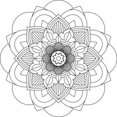 Fototapeta premium Easy Mandala coloring book simple and basic for beginners, seniors and children. Set of Mehndi flower pattern for Henna drawing and tattoo. Decoration in ethnic oriental, Indian style.