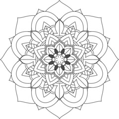 Easy Mandala coloring book simple and basic for beginners, seniors and children. Set of Mehndi flower pattern for Henna drawing and tattoo. Decoration in ethnic oriental, Indian style.
