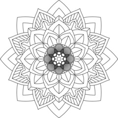 Easy Mandala coloring book simple and basic for beginners, seniors and children. Set of Mehndi flower pattern for Henna drawing and tattoo. Decoration in ethnic oriental, Indian style.