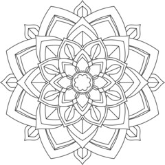 Easy Mandala coloring book simple and basic for beginners, seniors and children. Set of Mehndi flower pattern for Henna drawing and tattoo. Decoration in ethnic oriental, Indian style.