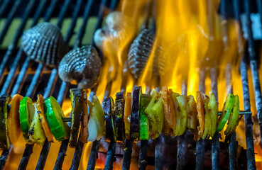 Background of grilled vegetables grill bbq