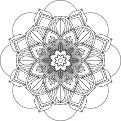 Easy Mandala coloring book simple and basic for beginners, seniors and children. Set of Mehndi flower pattern for Henna drawing and tattoo. Decoration in ethnic oriental, Indian style.