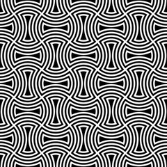 Apple core quilts texture. Patchwork motif. Seamless surface pattern design with ethnic ornament. Black axehead figures background. Pavement wallpaper. Digital paper for page fills, web designing.