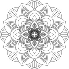 Easy Mandala coloring book simple and basic for beginners, seniors and children. Set of Mehndi flower pattern for Henna drawing and tattoo. Decoration in ethnic oriental, Indian style.