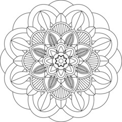 Easy Mandala coloring book simple and basic for beginners, seniors and children. Set of Mehndi flower pattern for Henna drawing and tattoo. Decoration in ethnic oriental, Indian style.