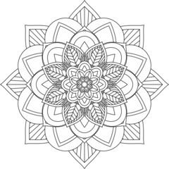 Easy Mandala coloring book simple and basic for beginners, seniors and children. Set of Mehndi flower pattern for Henna drawing and tattoo. Decoration in ethnic oriental, Indian style.