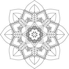 Easy Mandala coloring book simple and basic for beginners, seniors and children. Set of Mehndi flower pattern for Henna drawing and tattoo. Decoration in ethnic oriental, Indian style.
