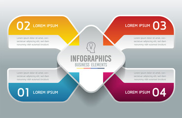 Vector elements for infographics. presentation and chart. steps or processes. 
options number workflow template design.4 steps. 