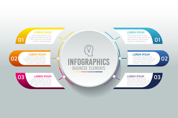 Vector elements for infographics. presentation and chart. steps or processes. 
options number workflow template design.6 steps. 