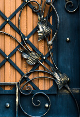 Beautiful decoration forged metal doors.