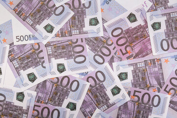 Fototapeta premium 500 Euro banknotes. Abstract background of banknotes. Money. Finance