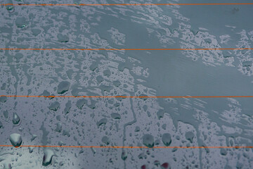 Water drops on the glass surface of the car