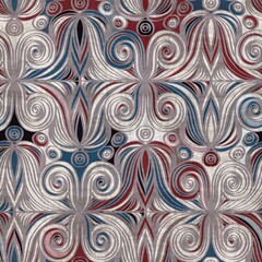 Seamless red white and blue textured retro pattern. High quality illustration. Color blocked shapes in an old vintage look. Generic and versatile design useful for all types of surface design.